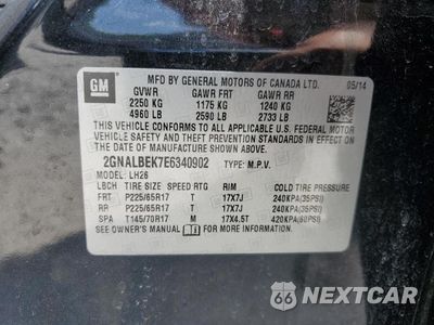 Zdjęcie 13 z 13 samochodu: 2014 CHEVROLET EQUINOX LT VIN:2GNALBEK7E6340902 - miniatura