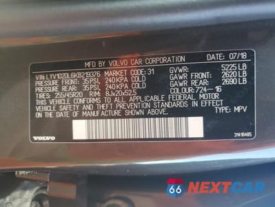Zdjęcie 13 z 13 samochodu: 2019 VOLVO XC60 T5 INSCRIPTION VIN:LYV102DL6KB219376 - miniatura