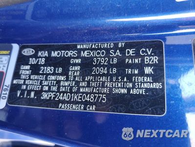 Zdjęcie 12 z 14 samochodu: 2019 KIA FORTE FE VIN:3KPF24AD1KE048775 - miniatura