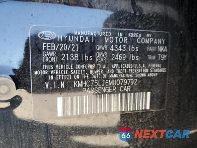 Zdjęcie 12 z 12 samochodu: 2021 HYUNDAI IONIQ SE VIN:KMHC75LJ6MU079792 - miniatura