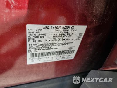 Zdjęcie 12 z 12 samochodu: 2013 FORD EXPLORER XLT VIN:1FM5K7D86DGA59250 - miniatura
