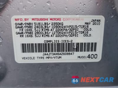 Zdjęcie 14 z 14 samochodu: 2010 MITSUBISHI OUTLANDER XLS VIN:JA4JT3AX6AZ608847 - miniatura