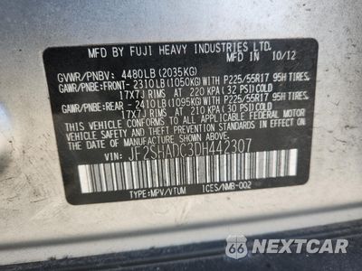 Zdjęcie 13 z 13 samochodu: 2013 SUBARU FORESTER 2.5X PREMIUM VIN:JF2SHADC3DH442307 - miniatura