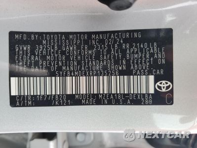 Zdjęcie 12 z 12 samochodu: 2024 TOYOTA COROLLA LE VIN:5YFB4MDEXRP135256 - miniatura