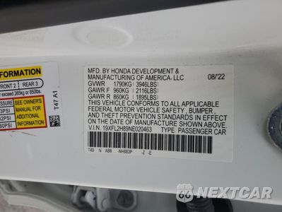 Zdjęcie 12 z 15 samochodu: 2022 HONDA CIVIC SPORT VIN:19XFL2H89NE020463 - miniatura