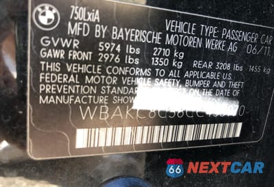 Zdjęcie 10 z 10 samochodu: 2012 BMW 750 LXI VIN:WBAKC8C58CC435970 - miniatura