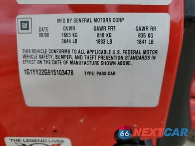 Zdjęcie 13 z 13 samochodu: 2001 CHEVROLET CORVETTE VIN:1G1YY22G915103478 - miniatura