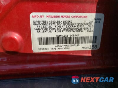 Zdjęcie 14 z 14 samochodu: 2016 MITSUBISHI RVR GT VIN:JA4AJ4AW0GZ605146 - miniatura