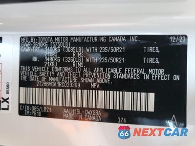 Zdjęcie 13 z 13 samochodu: 2024 LEXUS RX 350H BASE VIN:2T2BBMCA1RC029309 - miniatura