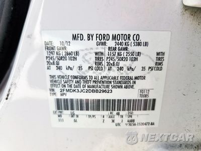 Zdjęcie 13 z 13 samochodu: 2013 FORD EDGE SEL VIN:2FMDK3JC2DBB29623 - miniatura