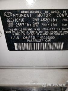 Zdjęcie 12 z 13 samochodu: 2017 HYUNDAI SONATA HYBRID VIN:KMHE24L11HA059555 - miniatura