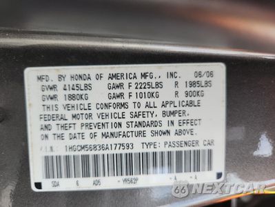 Zdjęcie 13 z 15 samochodu: 2006 HONDA ACCORD EX VIN:1HGCM56836A177593 - miniatura