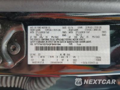 Zdjęcie 12 z 14 samochodu: 2016 FORD F150 SUPERCREW VIN:1FTFW1EF0GFB69194 - miniatura