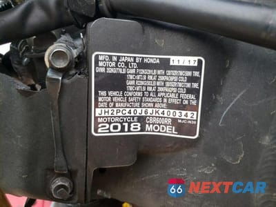 Zdjęcie 9 z 9 samochodu: 2018 HONDA CBR600 RR VIN:JH2PC40J6JK400342 - miniatura