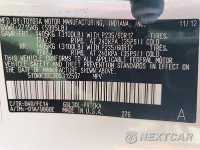 Zdjęcie 14 z 14 samochodu: 2013 TOYT SIENNA LE VIN:5TDKK3DC3DS312597 - miniatura