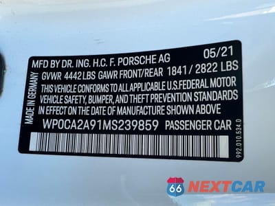 Zdjęcie 10 z 15 samochodu: 2021 PORSCHE 911 CARRERA VIN:WP0CA2A91MS239859 - miniatura