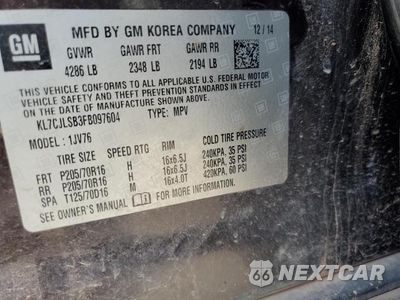 Zdjęcie 12 z 12 samochodu: 2015 CHEV TRAX VIN:KL7CJLSB3FB097604 - miniatura