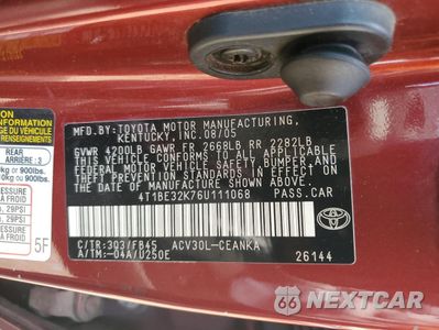 Zdjęcie 13 z 15 samochodu: 2006 TOYOTA CAMRY LE VIN:4T1BE32K76U111068 - miniatura