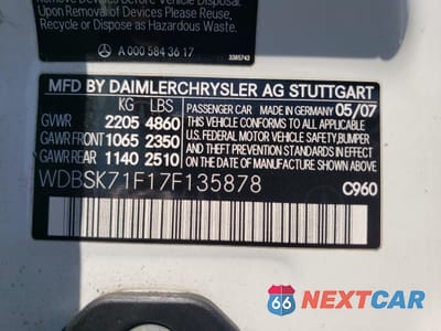 Zdjęcie 12 z 14 samochodu: 2007 MERCEDES-BENZ SL 550 VIN:WDBSK71F17F135878 - miniatura