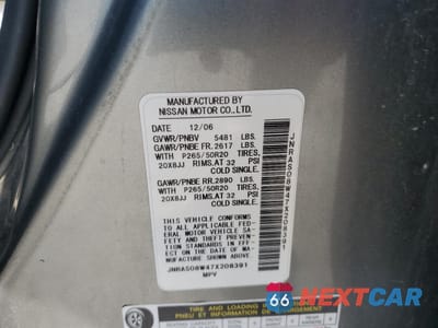 Zdjęcie 13 z 13 samochodu: 2007 INFINITI FX35 VIN:JNRAS08W47X208391 - miniatura