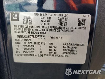 Zdjęcie 14 z 16 samochodu: 2010 CHEVROLET TRAVERSE LT VIN:1GNLRGED7AJ237675 - miniatura