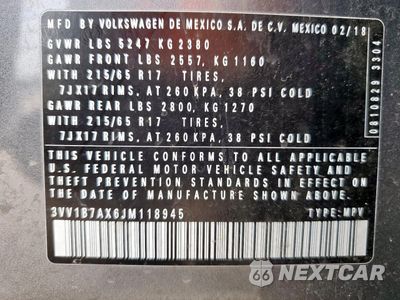 Zdjęcie 14 z 15 samochodu: 2018 VOLKSWAGEN TIGUAN S VIN:3VV1B7AX6JM118945 - miniatura