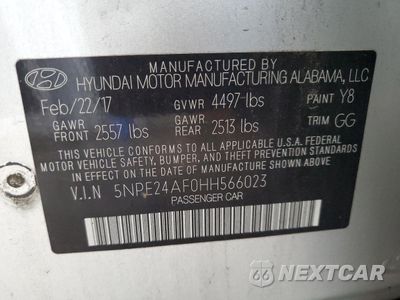 Zdjęcie 12 z 13 samochodu: 2017 HYUNDAI SONATA SE VIN:5NPE24AF0HH566023 - miniatura