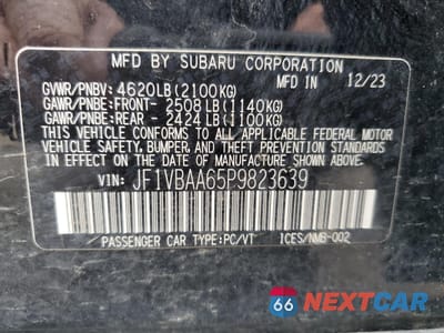 Zdjęcie 12 z 12 samochodu: 2023 SUBARU WRX VIN:JF1VBAA65P982363X - miniatura