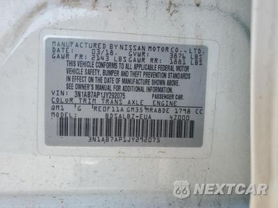 Zdjęcie 12 z 12 samochodu: 2018 NISSAN SENTRA S VIN:3N1AB7AP1JY292075 - miniatura