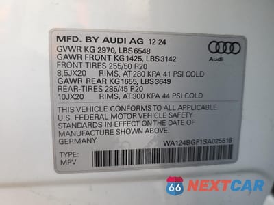 Zdjęcie 13 z 13 samochodu: 2025 AUDI Q6 E-TRON PREMIUM PLUS VIN:WA124BGF1SA025516 - miniatura