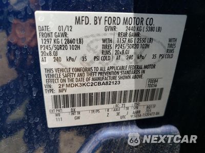 Zdjęcie 13 z 13 samochodu: 2012 FORD EDGE LIMITED VIN:2FMDK3KC2CBA82123 - miniatura