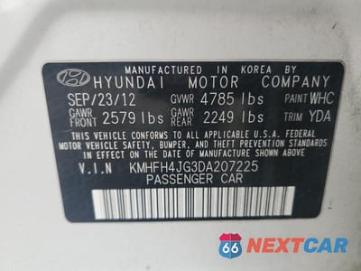 Zdjęcie 12 z 14 samochodu: 2013 HYUNDAI AZERA GLS VIN:KMHFH4JG3DA207225 - miniatura
