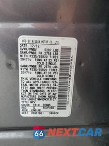 Zdjęcie 13 z 13 samochodu: 2013 NISSAN MURANO S VIN:JN8AZ1MW6DW313107 - miniatura