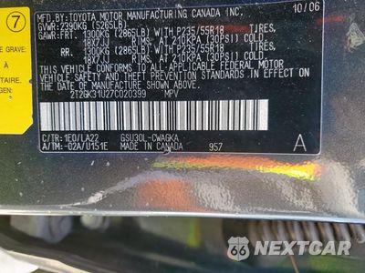 Zdjęcie 13 z 13 samochodu: 2007 LEXUS RX 350 VIN:2T2GK31U27C020399 - miniatura