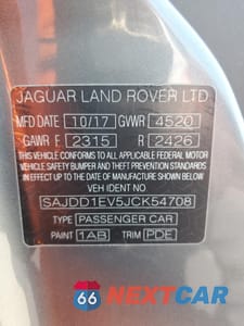Zdjęcie 12 z 13 samochodu: 2018 JAGUAR F-TYPE VIN:SAJDD1EV5JCK54708 - miniatura