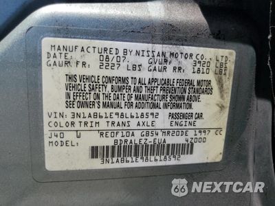 Zdjęcie 12 z 12 samochodu: 2008 NISSAN SENTRA 2.0 VIN:3N1AB61E98L618592 - miniatura