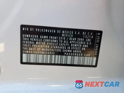 Zdjęcie 12 z 13 samochodu: 2017 VOLKSWAGEN GTI S/SE VIN:3VW447AU0HM034932 - miniatura