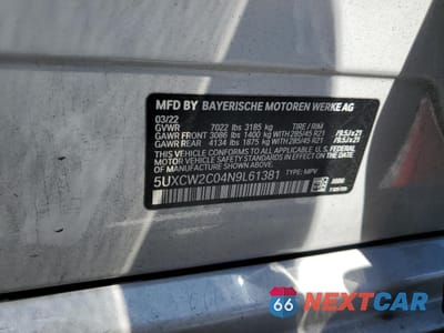 Zdjęcie 13 z 13 samochodu: 2022 BMW X7 XDRIVE40I VIN:5UXCW2C04N9L61381 - miniatura