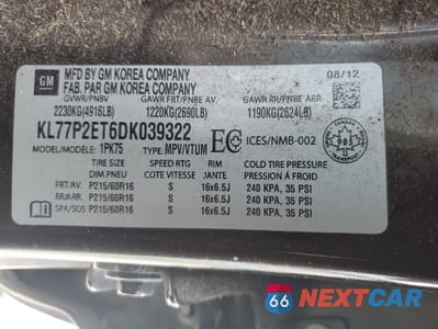 Zdjęcie 14 z 14 samochodu: 2013 CHEVROLET ORLANDO LT VIN:KL77P2ET6DK039322 - miniatura