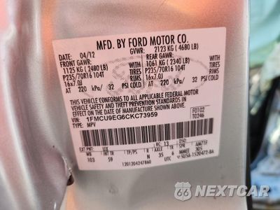 Zdjęcie 12 z 12 samochodu: 2012 FORD ESCAPE LIMITED VIN:1FMCU9EG6CKC73959 - miniatura