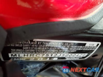 Zdjęcie 10 z 11 samochodu: 2018 HONDA CB650 F VIN:MLHRC7512J5000429 - miniatura
