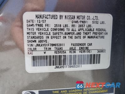 Zdjęcie 12 z 14 samochodu: 2008 INFINITI M35 BASE VIN:JNKAY01F78M652911 - miniatura