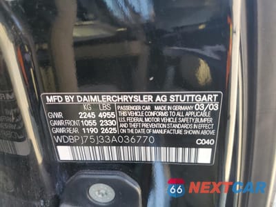 Zdjęcie 12 z 14 samochodu: 2003 MERCEDES-BENZ CL 500 VIN:WDBPJ75J33A036770 - miniatura