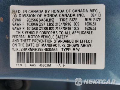 Zdjęcie 13 z 15 samochodu: 2014 HONDA CR-V LX VIN:2HKRM4H39EH605565 - miniatura