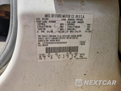 Zdjęcie 12 z 12 samochodu: 2003 FORD F250 SUPER DUTY VIN:1FTNW20S53ED03669 - miniatura