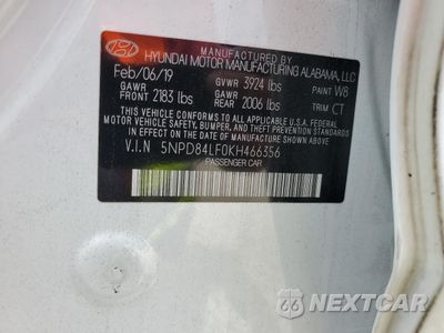 Zdjęcie 12 z 15 samochodu: 2019 HYUNDAI ELANTRA SEL VIN:5NPD84LF0KH466356 - miniatura
