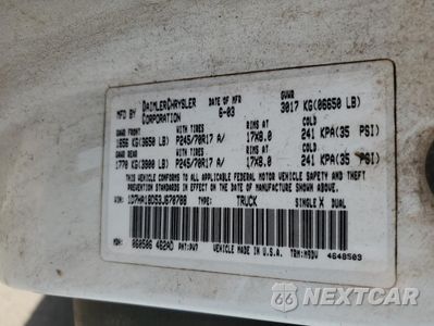 Zdjęcie 12 z 12 samochodu: 2003 DODGE RAM 1500 ST VIN:1D7HA18D53J670788 - miniatura