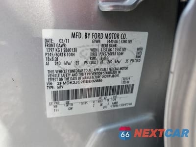 Zdjęcie 13 z 13 samochodu: 2011 FORD EDGE SEL VIN:2FMDK3JC2BBB02886 - miniatura