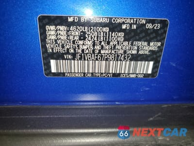 Zdjęcie 12 z 12 samochodu: 2023 SUBARU WRX PREMIUM VIN:JF1VBAF67P9817432 - miniatura