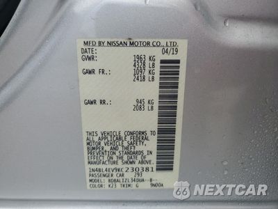 Zdjęcie 13 z 15 samochodu: 2019 NISSAN ALTIMA SL VIN:1N4BL4EV9KC230381 - miniatura